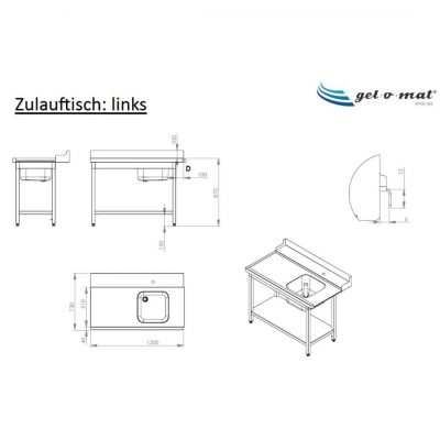 Zulauftisch Links mit Becken – Bild 2