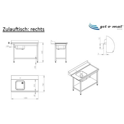 Zulauftisch rechts mit Becken – Bild 2
