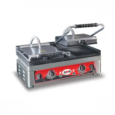 GMG Elektro-Doppel-Kontaktgrill, oben gerillt, unten Glatt/Gerillt