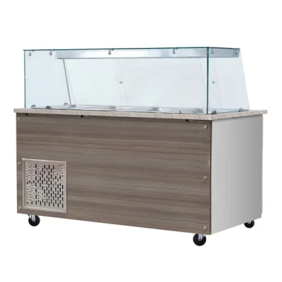 SNACK-Line, Kalte Theke, 4x GN1/1, Granit rosa-grau, Klarglas