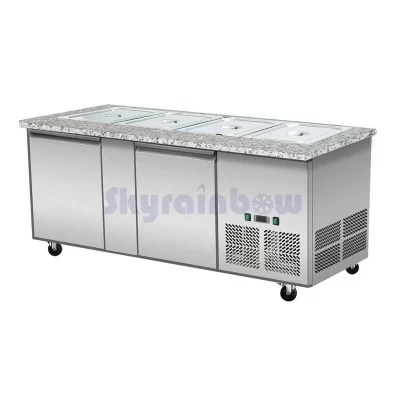 SNACK-Line, Kalte Theke, 4x GN1/1, Granit rosa-grau, 153x82x85.5