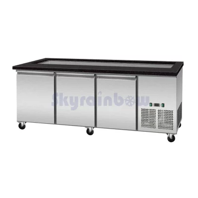 SNACK-Line, Kalte Theke, 5x GN1/1, Granit Star Galaxy schwarz, 188x82x85.5 OHNE Glasaufbau